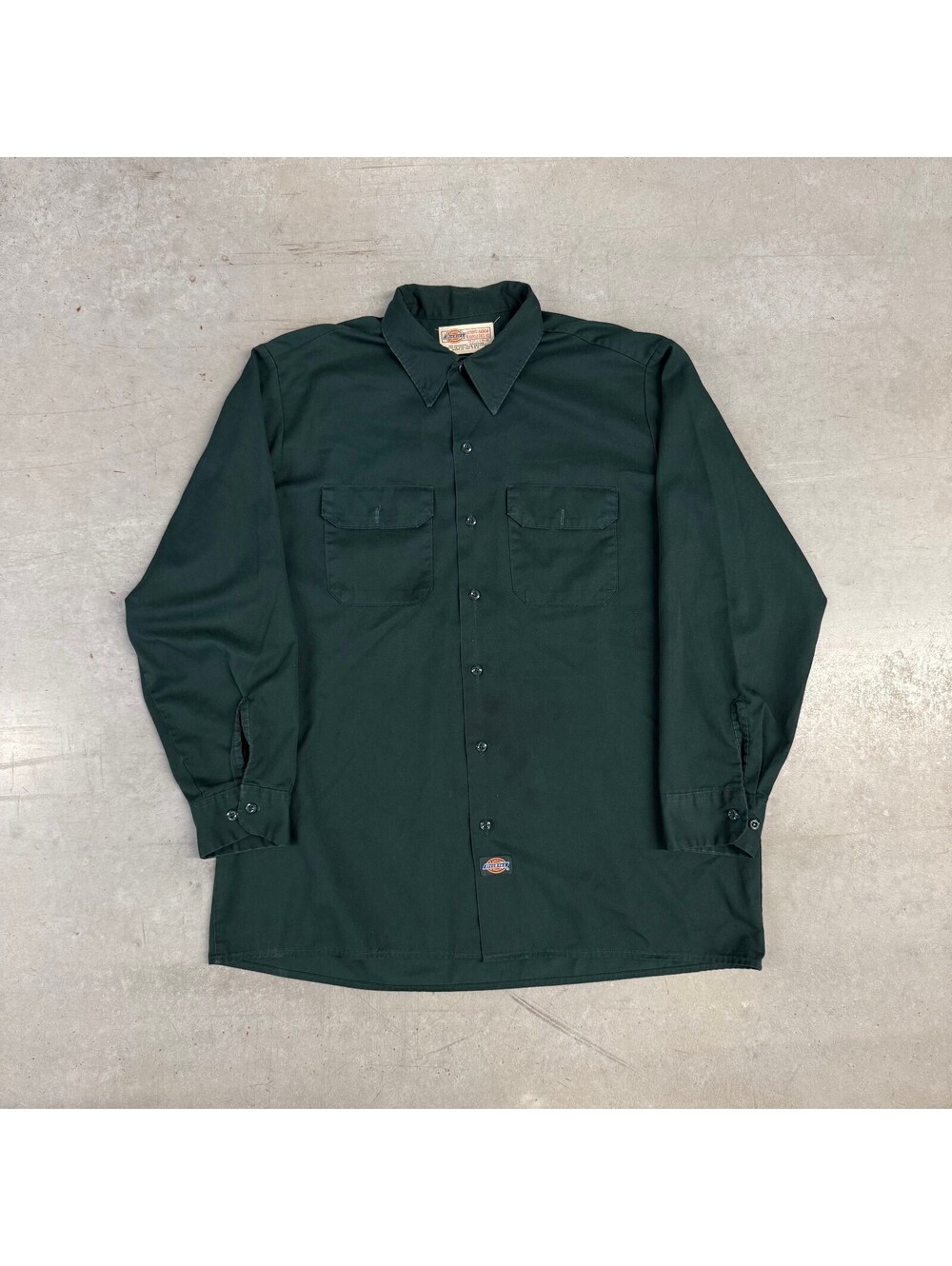Vintage 90s Dickies Button up Work Wear Longsleeve Shirt Green Extra Large